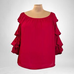 CATHERINE MALANDRINO Off Shoulder Tiered Sleeve Blouse, NWT! Size 1X